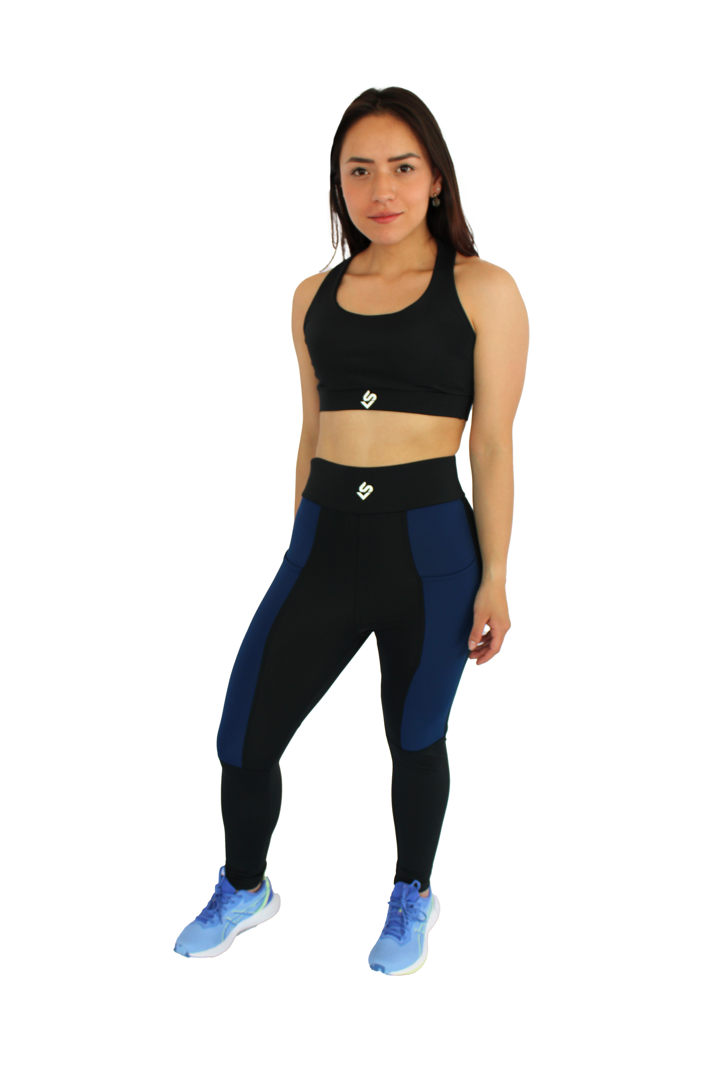 Legging deportivo para dama color negro con azul