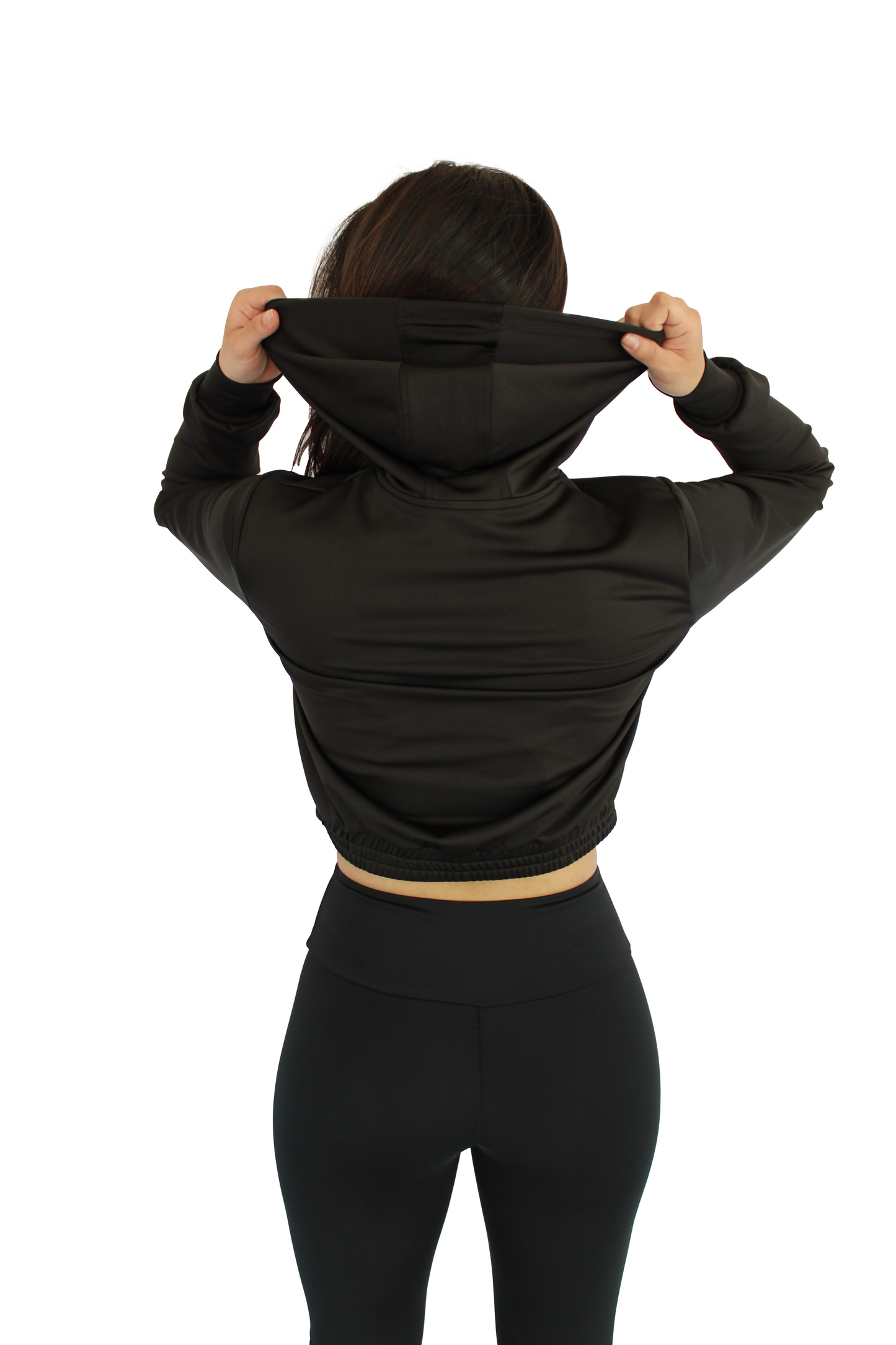 Sudadera crop top negra dama