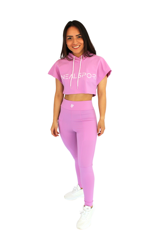 Crop top lila con capucha para dama